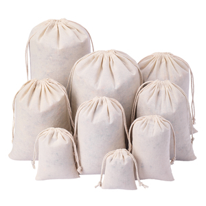 High Quality Natural Cotton Drawstring Portable Storage <b>Bag</b> Breathable <b>Dust</b> Proof for Repeated Use for Packaging Jewelry Storage - Product Image 1