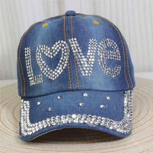 Casquettes de baseball vintage en gros, style mode, incrustées de diamants, pour femme, style chapeau de cowboy, décontractées, qui affinent le visage, casquette à visière courte - Product Image 1