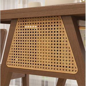 مجموعة طعام حديثة من الخشب الصلب البسيط ، كراسي خلفية منسوجة وطاولة لحانة المنزل أو أثاث المكاتب - Product Image 5