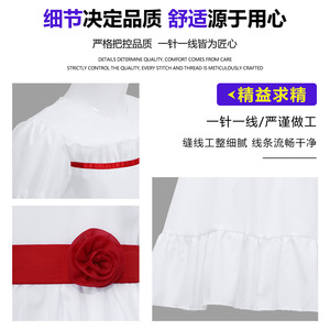 Costume de cosplay Annabelle pour filles, robe blanche avec ceinture rouge, tenue de fête d'Halloween - Product Image 3