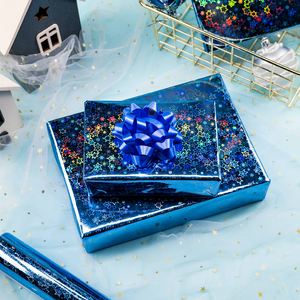 Large quantity customizable lake <b>blue</b> star laser daily packaging <b>paper</b> for gift wrapping - Product Image 3