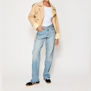 Veste <span class=keywords><strong>trench</strong></span> courte <span class=keywords><strong>beige</strong></span> pour <span class=keywords><strong>femme</strong></span> avec <span class=keywords><strong>trench</strong></span> <span class=keywords><strong>court</strong></span> à double boutonnage pour un style décontracté et chic - Product Image 4