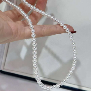 Collar de Perlas de Agua Dulce de Plata de Ley S925, Hilo de Perlas Redondas Aurora de 4.5-5mm, Cadena de Extensión de Plata Ajustable - Product Image 2