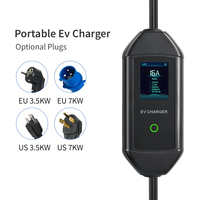 Chargeur EV portable, câble de 5 m, 32 A, 7 kW, IP65, écran LCD de 2,8 pouces, prise GBT/Type1/Type2 pour la plupart des véhicules électriques