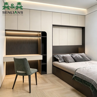 Lit Tatami de style japonais sur mesure SLS avec bureau et commode intégrés, lit en bois Tatami pour toute la chambre, en stock