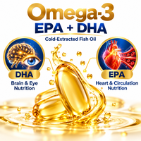 Gélules d'huile de poisson Oméga-3 OEM ODM 1000mg EPA DHA Acides gras marins Complément alimentaire nutritionnel quotidien Marque privée Vente en gros B2B