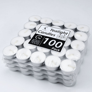 Lot de 100 <span class=keywords><strong>bougies</strong></span> chauffe-plat sans parfum et sans fumée, durée de combustion de 8 heures - Product Image 1