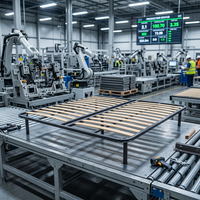 Cadre de lit en métal King Size avec sommier à lattes en bois, fourniture en gros pour usine de transformation de meubles