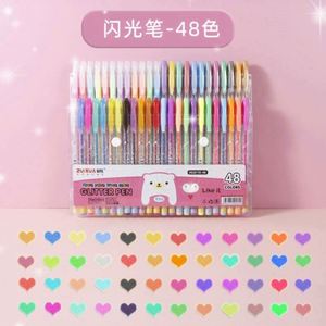 Ensemble de 48 stylos gel en plastique de couleur avec pointe de 0,3 mm pour une écriture fluide, encre noire, paillettes écologiques pour les cadeaux d'anniversaire et de fêtes - Product Image 1