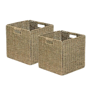 Cestas de Almacenamiento de Mimbre Natural Cuadradas con Asas, Cesta Rústica Multiusos para Organización - Product Image 1