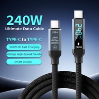 Kabel Tipe C 240W 40Gbps 8K 16K 60Hz Transfer Cepat Kabel Data Video 4K Dengan Layar Digital LED USB4.0 untuk Laptop