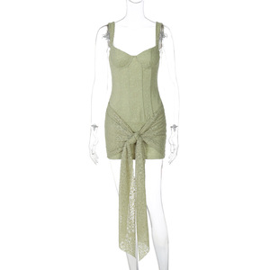 Viviblook Z1010DS Vestidos Nuevos para Mujer, Elegantes, de Encaje, Sexys, con Cuello en V, Mini Vestidos para Mujer - Product Image 3