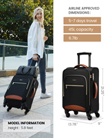 LOVEVOOK OEM 20 pouces Grand bagage de cabine Valise approuvée par les compagnies aériennes Valises souples légères et résistantes à l'eau avec verrouillage TSA