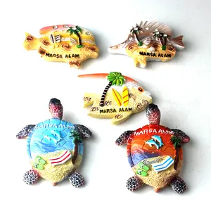 Resina pintada à mão artesanato, peixe, tartaruga do mar, ímã de geladeira 3d, venda imperdível