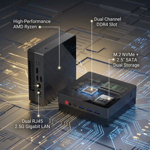 Mini PC intelligent à refroidissement silencieux, processeur Ryzen R7-7730U, boîtier en aluminium ultra-compact, double LAN 2.5G, 8 Go de RAM, 256/512 SSD - Product Image 3