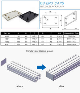 4082 80x120mm 80*120大型保護カバー安価ナイロン工業用アルミプロファイルアルミ押出プロファイル用 - Product Image 6