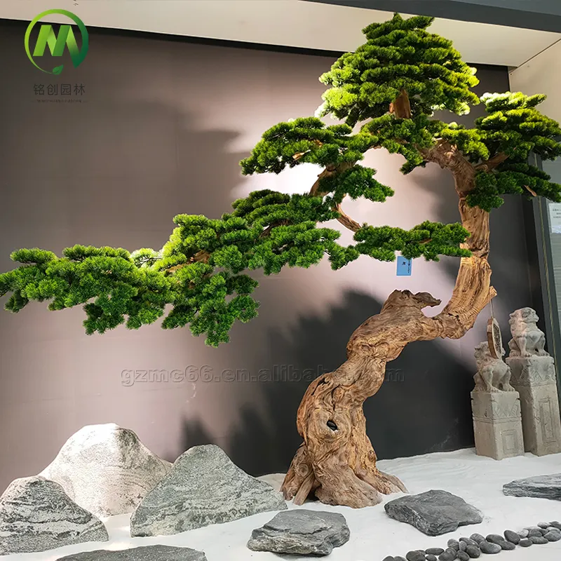 Altamente simulazione alberi di pino di cedro artificiale giardino paesaggistica Bonsai albero di pino decorazione per interni ed esterni piante artificiali