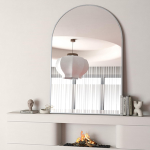 <b>Silver</b> Metal Framed Arched Bathroom <b>Mirror</b> 24x32 Inch Wall Mount Vanity <b>Mirror</b> - Product Image 2