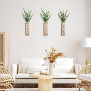 Personalizable Casa de Campo dormitorio sala de estar <span class=keywords><strong>decoración</strong></span> de la pared jarrones de bolsillo de madera macetas de cerámica de metal contemporáneo flores secas de imitación - Product Image 3