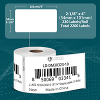 Étiquettes d'expédition thermiques résistantes à l'huile et aux rayures, 2-1/8" x 4", pour ceintures et produits alimentaires, compatibles DYMO 30323, déchirage facile, impression lisse