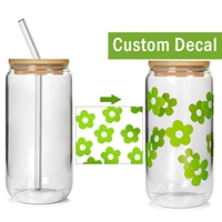 Vente en gros Usa 16oz 20oz Soda café canette de bière en forme de verre tasse à boire gobelet personnalisé bière verre peut avec couvercle en bambou et paille
