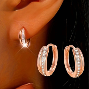 Orecchini a Cerchio Line Hoop per Donne, Accessori per Orecchie Classici per Uso Quotidiano - Product Image 2