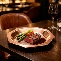 Assiette de service décorative en métal texturé en acier inoxydable pour restaurants, hôtels, maisons - Personnalisable, compatible lave-vaisselle
