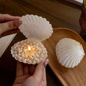 Shell <b>Pearl</b> Floral-Fruity Scented Candle Romantic Wedding Ambiance Creative Decorative Piece Smoke-Free Aromatherapy Gift - Product Image 4