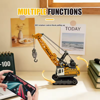 Mini grue RC Crawler 1/64, véhicule d'ingénierie télécommandé 2,4 GHz avec lumières et sons, jouet de bureau pour enfants et collectionneurs