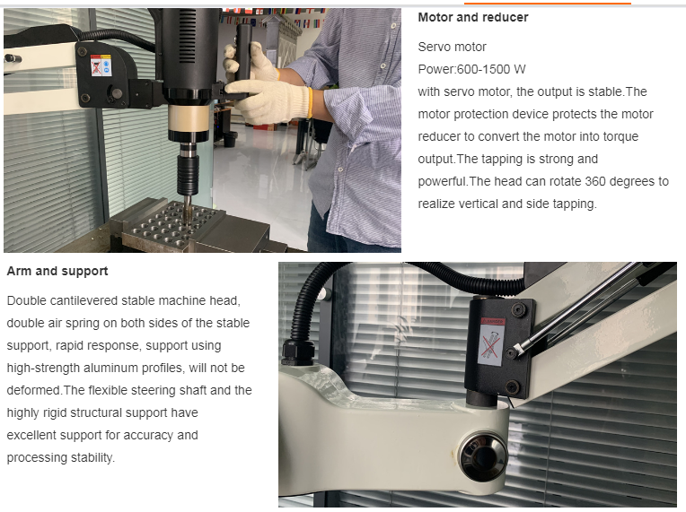 Automatic servo motor tapping arms M16 electric tapping machine with touch screen