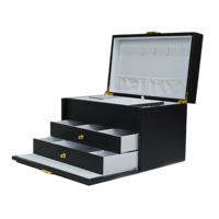 Vente en gros : Organisateur de rangement personnalisé en cuir PU à grande capacité avec deux tiroirs, design rectangulaire en bois fait main pour bagues et boucles d'oreilles