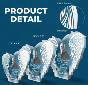 La tua luce brillerà sempre nel <span class=keywords><strong>mio</strong></span> cuore, targa acrilica commemorativa personalizzata con foto, regali di simpatia per la perdita della persona amata - Product Image 2