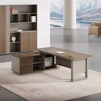 Bureau de direction haut de gamme convertible et extensible en bois massif en forme de L, style moderne et luxueux