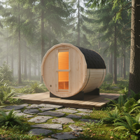 4-6 Personen 1,8 Meter Outdoor Moderne Naturholzfarbene Kiefer Massivholz Umweltfreundliche Sauna Nassdampf 6KW ETL Elektrische Heizung