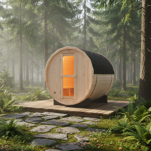 Sauna de Madera Maciza de Pino Blanco Moderna para Exteriores, para 4-6 Personas, 1.8 Metros, Ecológica, con Vapor Húmedo, Calefacción Eléctrica ETL, 220-240V - Product Image 1