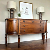 Lemari Bufet Kayu Antik Model Demi Lune Vintage, Kabinet Cherry Antik, Credenza Melengkung, Meja Konsol Shabby Chic