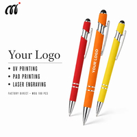 Stylo bille en métal personnalisé avec logo, 1,0 mm, 2-en-1, pour écran tactile, idéal pour cadeau d'affaires