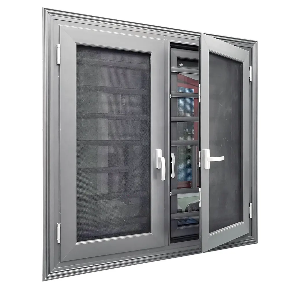 Fenêtres à battant à double vitrage à cadre en aluminium à rupture thermique