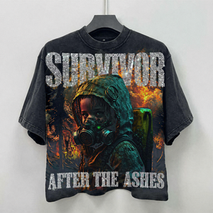 Camiseta de hombre Factory Streetwear de algodón de alto gramaje 300GSM con lavado ácido, corte oversize, estilo cropped y gráfico de pedrería - Product Image 1