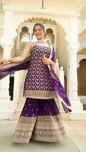 Conjunto de Salwar Kameez de Georgette Refinado con Delicado Bordado de Hilo y Dupatta Fluido - Estilo Bollywood para Fiestas, Poliéster - Product Image 3