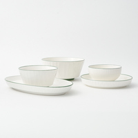 Ensemble de vaisselle en céramique écologique de luxe, assiette et bol à dîner ovales durables, ensembles de vaisselle en porcelaine pour hôtels