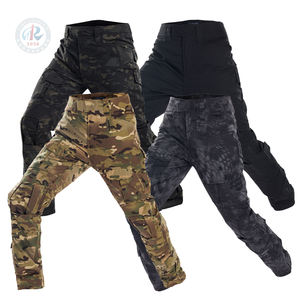 남성용 내구성 통기성 방수 다중 포켓 카모 전술 카고 팬츠 무릎 패드 포함 작업복 야외 사냥 패턴 - Product Image 1
