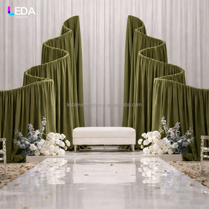 Telón de Fondo <span class=keywords><strong>LEDA</strong></span> de Seda Láctea con Ondas Drapeadas en Forma de S, Soporte Metálico, Cortina para Escenario de Boda, Decoración para Eventos y Fiestas - Product Image 1