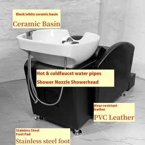 Modern Hairdresser Shampoo Recliner With High-Grade Ceramic Basin Metal Flushing <b>Bed</b> for Salon or Barber Shop Factory Direct - Product Image 3