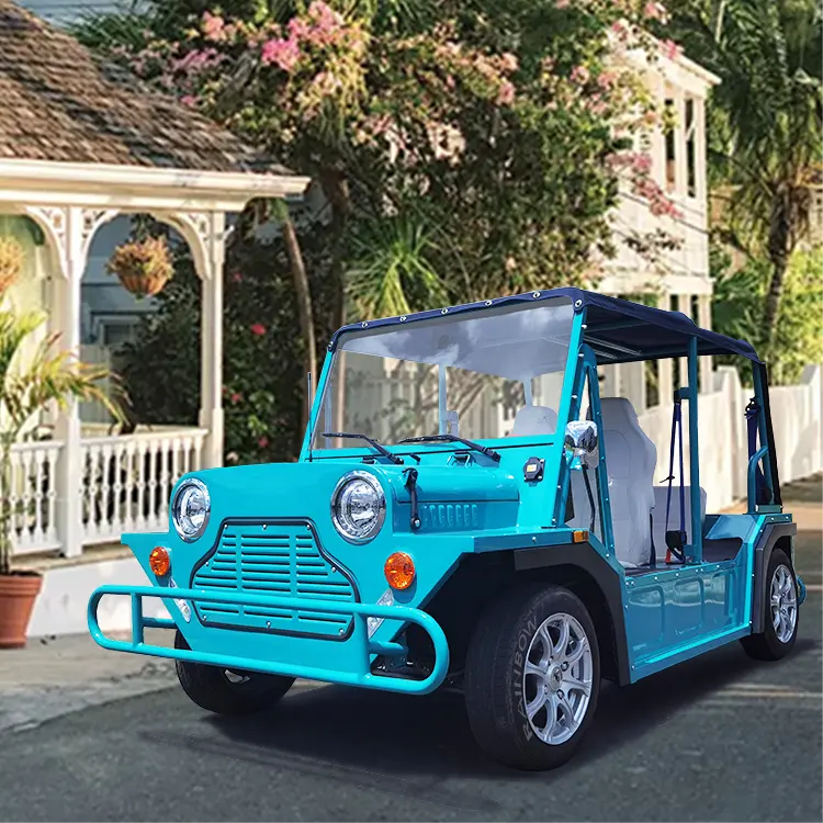 Carro elétrico Moke para 4 pessoas, novo motorizado de energia chinesa, com certificado CEE, carrinho de praia, carrinho de praia, à prova d'água, em alumínio