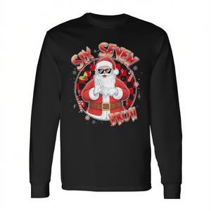 Santa Says Six Seven 6 7 Gen Z Meme Camiseta de manga larga con humor navideño - Product Image 2