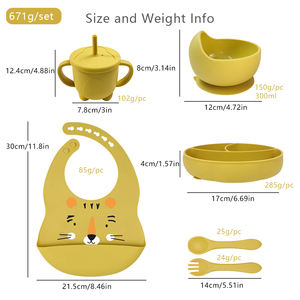 Juego de alimentación de vajilla para bebé, plato alimentador de alimentos para bebé, plato de succión, Babero impermeable, diseño colorido, Babero con cubertería - Product Image 3