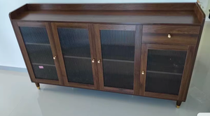 Buffet nordique moderne avec poignées métalliques, rangement multifonctionnel mural intégré, meuble à thé pour salon - Product Image 5