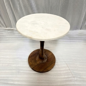 Modern <b>Round</b> <b>Marble</b> Top <b>Coffee</b> <b>Table</b> With Wooden Base Handmade Living Room Furniture - Product Image 1