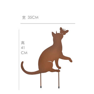 금속 고양이 장식 정원 말뚝 3 팩 검은 고양이 실루엣 마당 말뚝 정원 봄 장식 반사 야외 동상 - Product Image 1